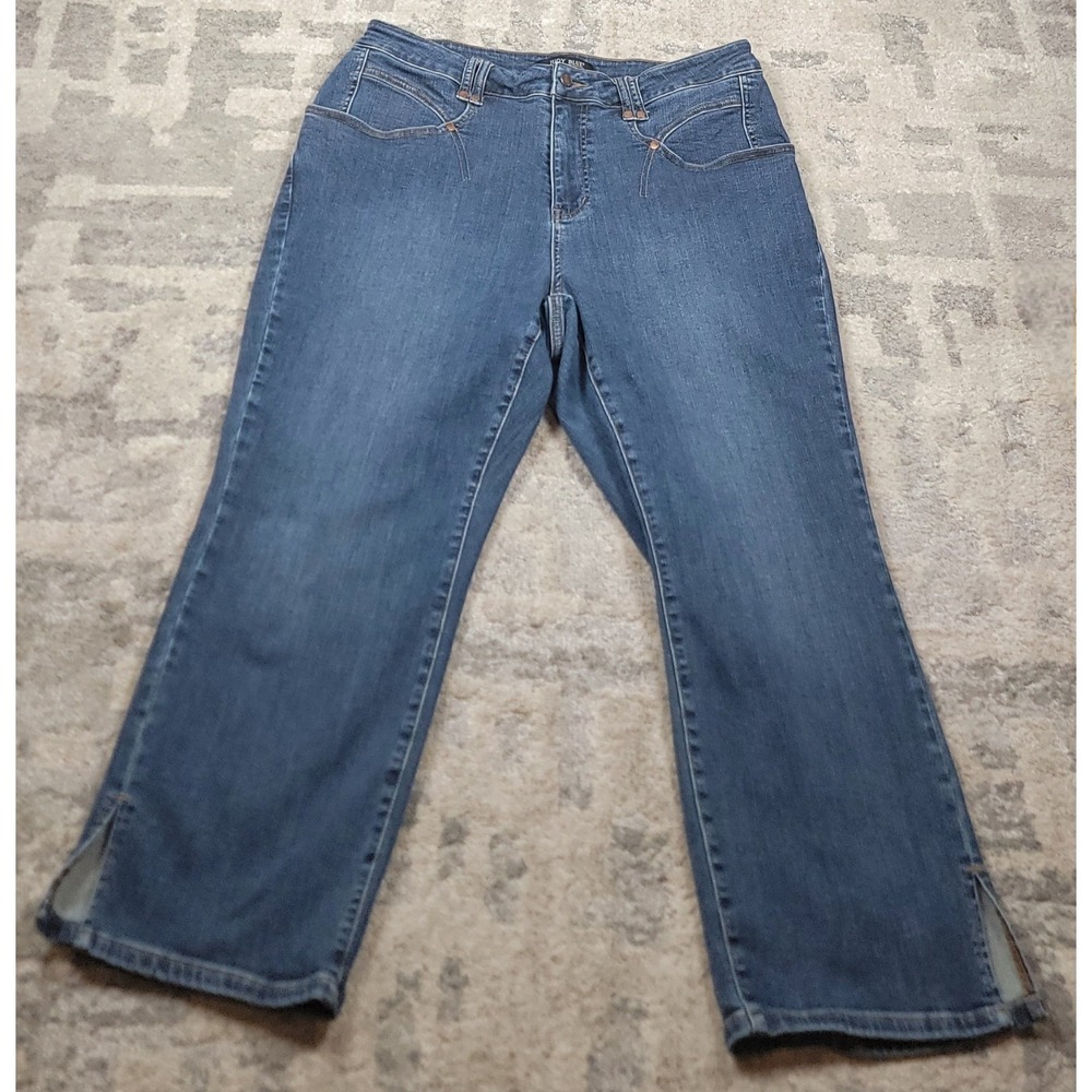 Judy Blue Center Stage High-Rise Straight Leg Cropped Blue Jeans‎ Sz 18W 36x25"